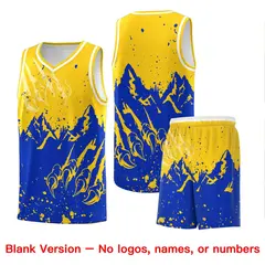 Gold Royal Snow Mountain Beast Pattern Basketball Jersey 7