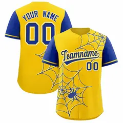 Gold Royal Spider Web Raglan Sleeves Baseball Jersey 1