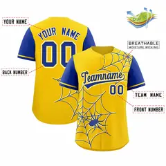 Gold Royal Spider Web Raglan Sleeves Baseball Jersey 2