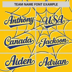 Gold Royal Spider Web Raglan Sleeves Baseball Jersey 3
