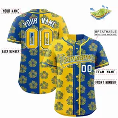 Gold Royal Split Flower Graffiti Authentic Baseball Jersey 2