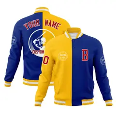 Gold Royal Split Letterman Varsity Full-Snap Baseball Jacket 1
