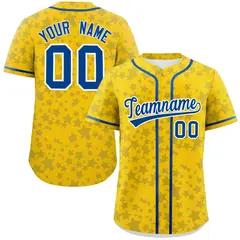 Gold Royal Star Graffiti Pattern Authentic Baseball Jersey 1