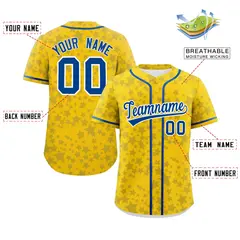 Gold Royal Star Graffiti Pattern Authentic Baseball Jersey 2