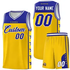 Gold Royal Star Pattern Basketball Jersey Sports Uniform 1