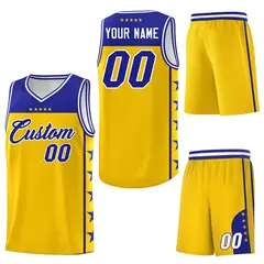 Gold Royal Star Pattern Basketball Jersey Sports Uniform 6