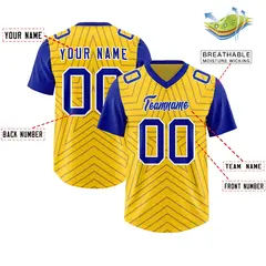 Gold Royal Star Pattern Raglan Sleeves Football Jersey 2