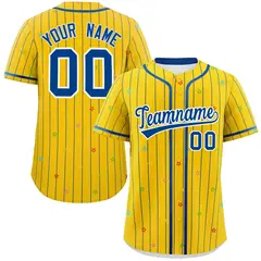 Gold Royal Star Pattern Stripe Authentic Baseball Jersey 1