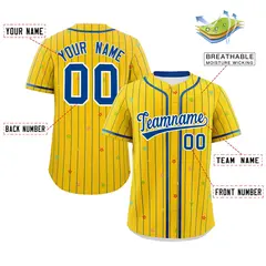 Gold Royal Star Pattern Stripe Authentic Baseball Jersey 2