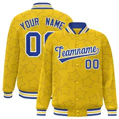 Gold Royal Star Pattern Varsity Letterman Baseball Jacket 1
