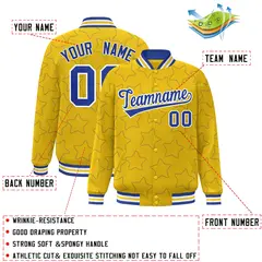 Gold Royal Star Pattern Varsity Letterman Baseball Jacket 2