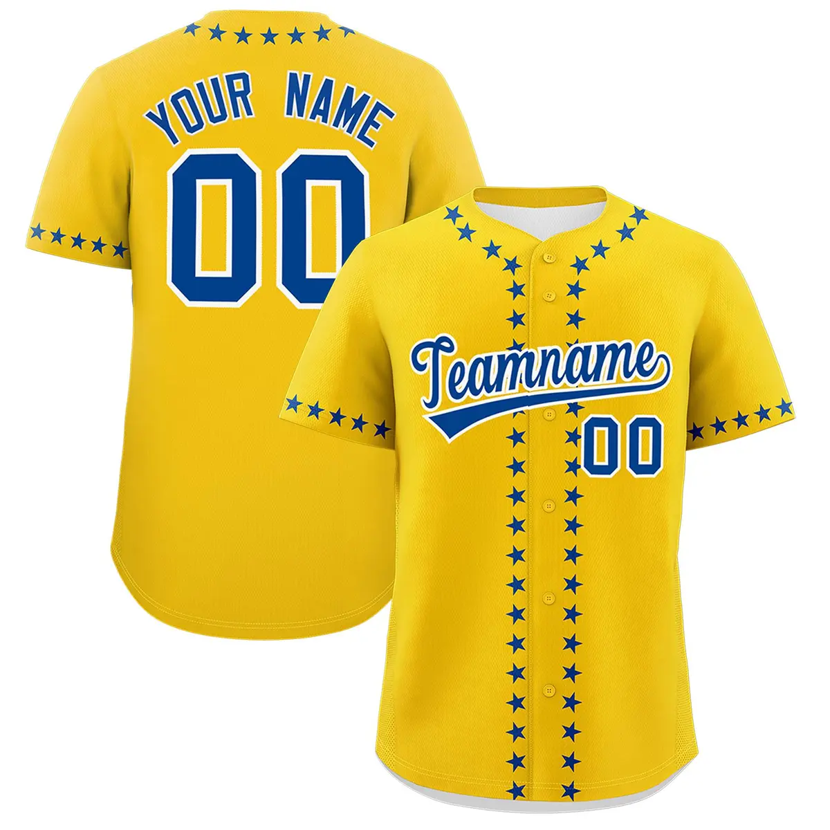 Gold Royal Star Ribbing Authentic Baseball Jersey