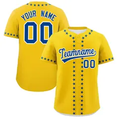 Gold Royal Star Ribbing Authentic Baseball Jersey 1