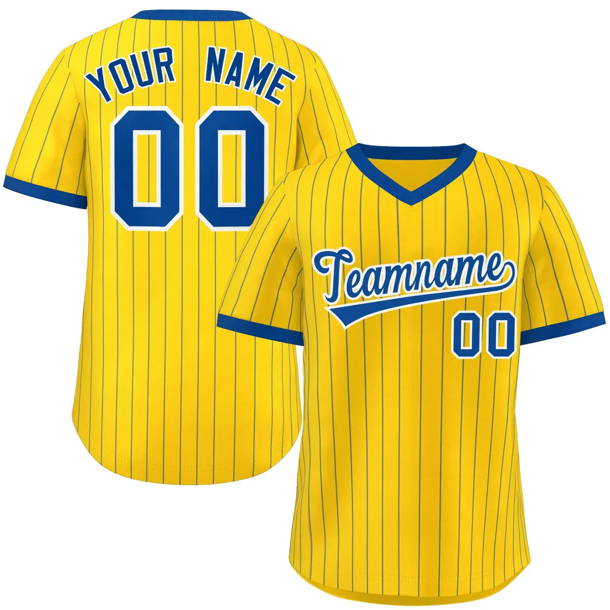 Gold Royal Stripe Authentic Pullover Baseball Jersey