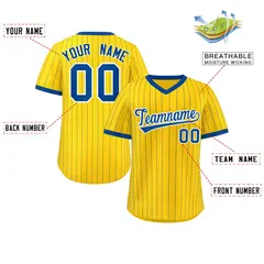 Gold Royal Stripe Authentic Pullover Baseball Jersey 2