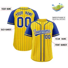 Gold Royal Stripe Raglan Sleeves Authentic Baseball Jersey 2