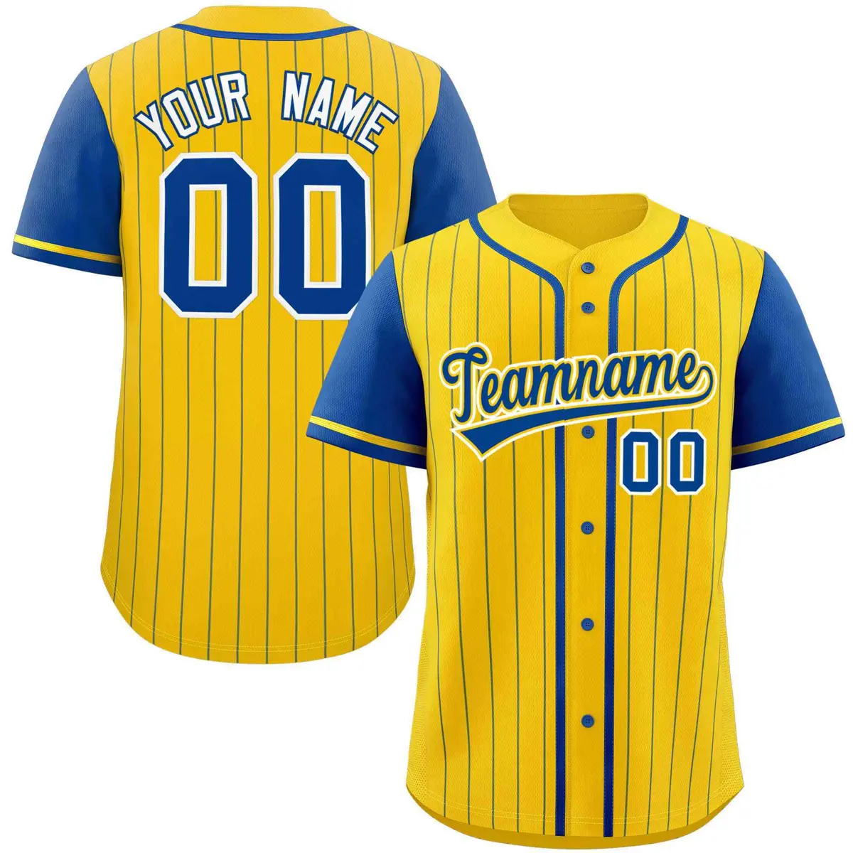Gold Royal Stripe Raglan Sleeves Authentic Baseball Jersey