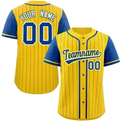 Gold Royal Stripe Raglan Sleeves Authentic Baseball Jersey 1