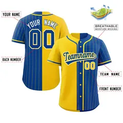 Gold Royal Stripe-Solid Combo Authentic Baseball Jersey 2