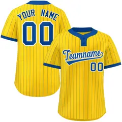 Gold Royal Stripe Two-Button Softball Jersey 1