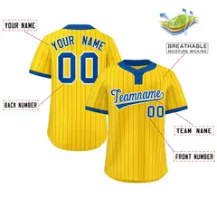 Gold Royal Stripe Two-Button Softball Jersey 2