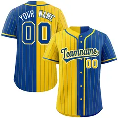 Gold Royal Striped Two Tone Authentic Baseball Jersey 1