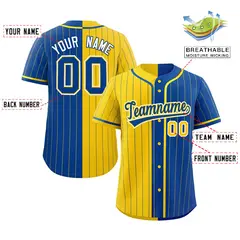 Gold Royal Striped Two Tone Authentic Baseball Jersey 2