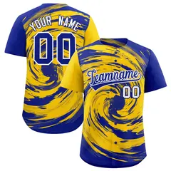 Gold Royal Swirl Graffiti Baseball Jersey 1