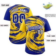Gold Royal Swirl Graffiti Baseball Jersey 2