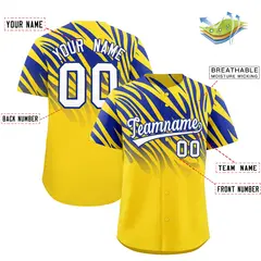 Gold Royal Tiger Stripe Gradient Animal Print Baseball Jersey 2