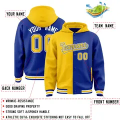 Gold Royal Two Tone Split Varsity Letterman Hoodie Jacket 4
