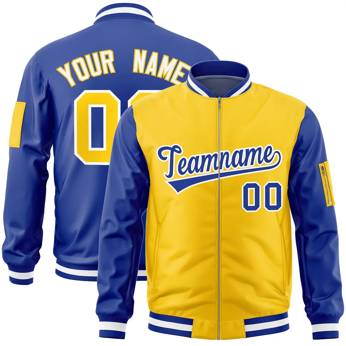 Gold Royal Two-Tone Varsity Letterman Bomber Jacket