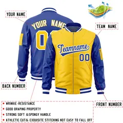 Gold Royal Two-Tone Varsity Letterman Bomber Jacket 2