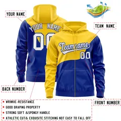 Gold Royal Wave Color Block Varsity Letterman Jacket Hoodie 4