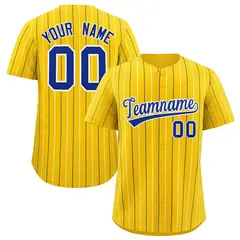 Gold Royal White Bi-Color Striped Baseball Jersey