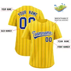 Gold Royal White Bi-Color Striped Baseball Jersey 2