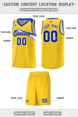 Gold Royal-White Chest Color Block Basketball Uniform Jersey 2