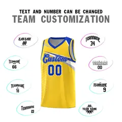 Gold Royal-White Chest Color Block Basketball Uniform Jersey 4
