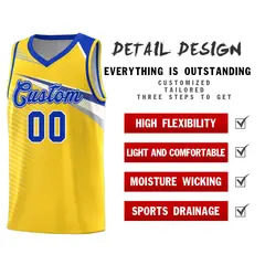Gold Royal-White Chest Color Block Basketball Uniform Jersey 5