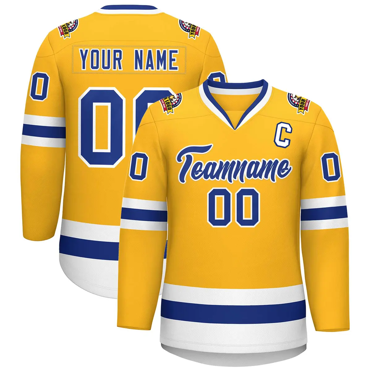 Gold Royal-White Classic Hockey Jersey