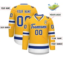 Gold Royal-White Classic Hockey Jersey 2