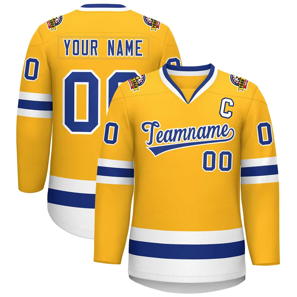Gold Royal-White Classic Hockey Jersey