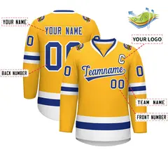 Gold Royal-White Classic Hockey Jersey 2
