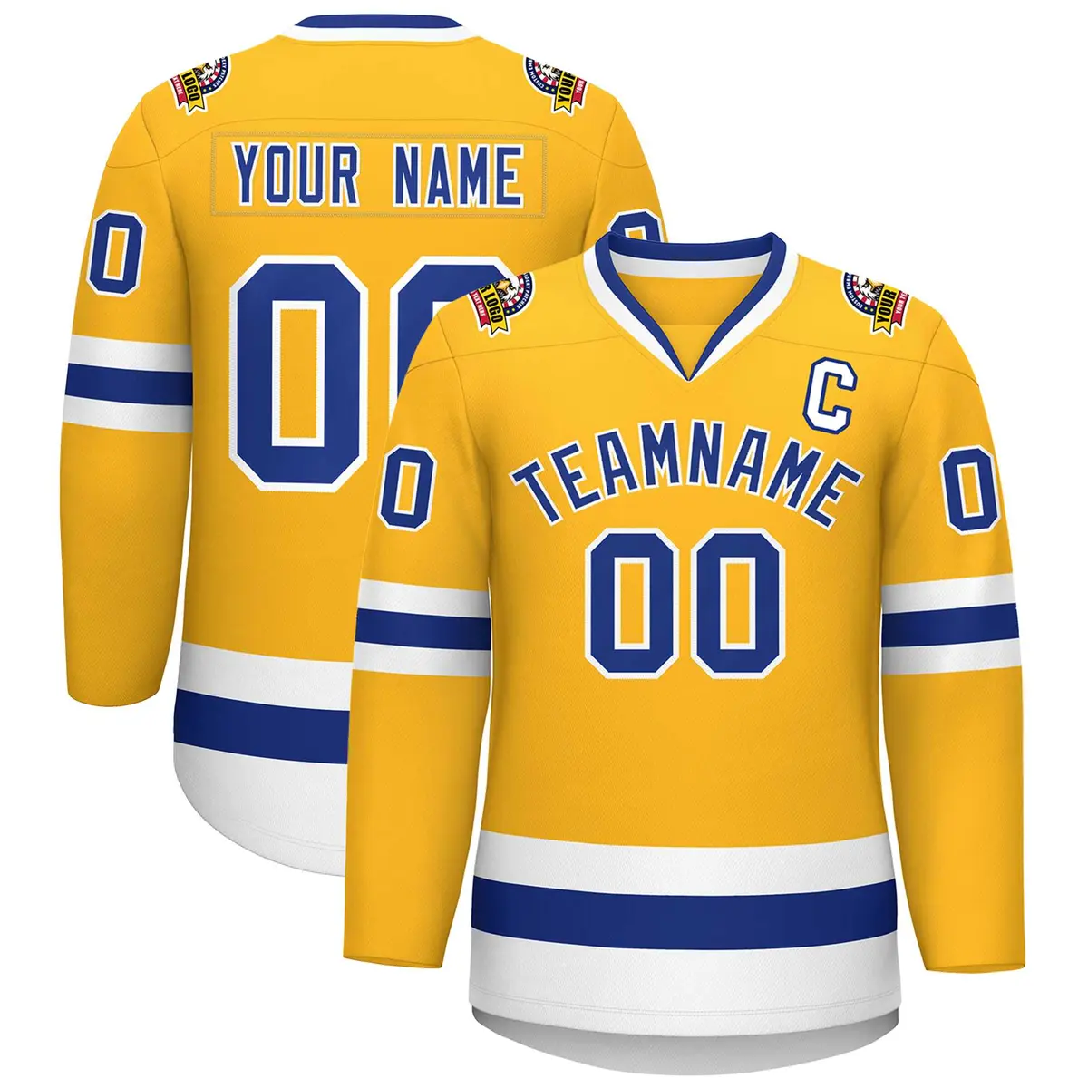 Gold Royal-White Classic Hockey Jersey