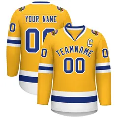 Gold Royal-White Classic Hockey Jersey 1
