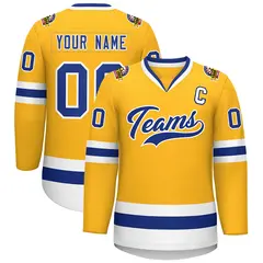 Gold Royal-White Classic Hockey Jersey 1