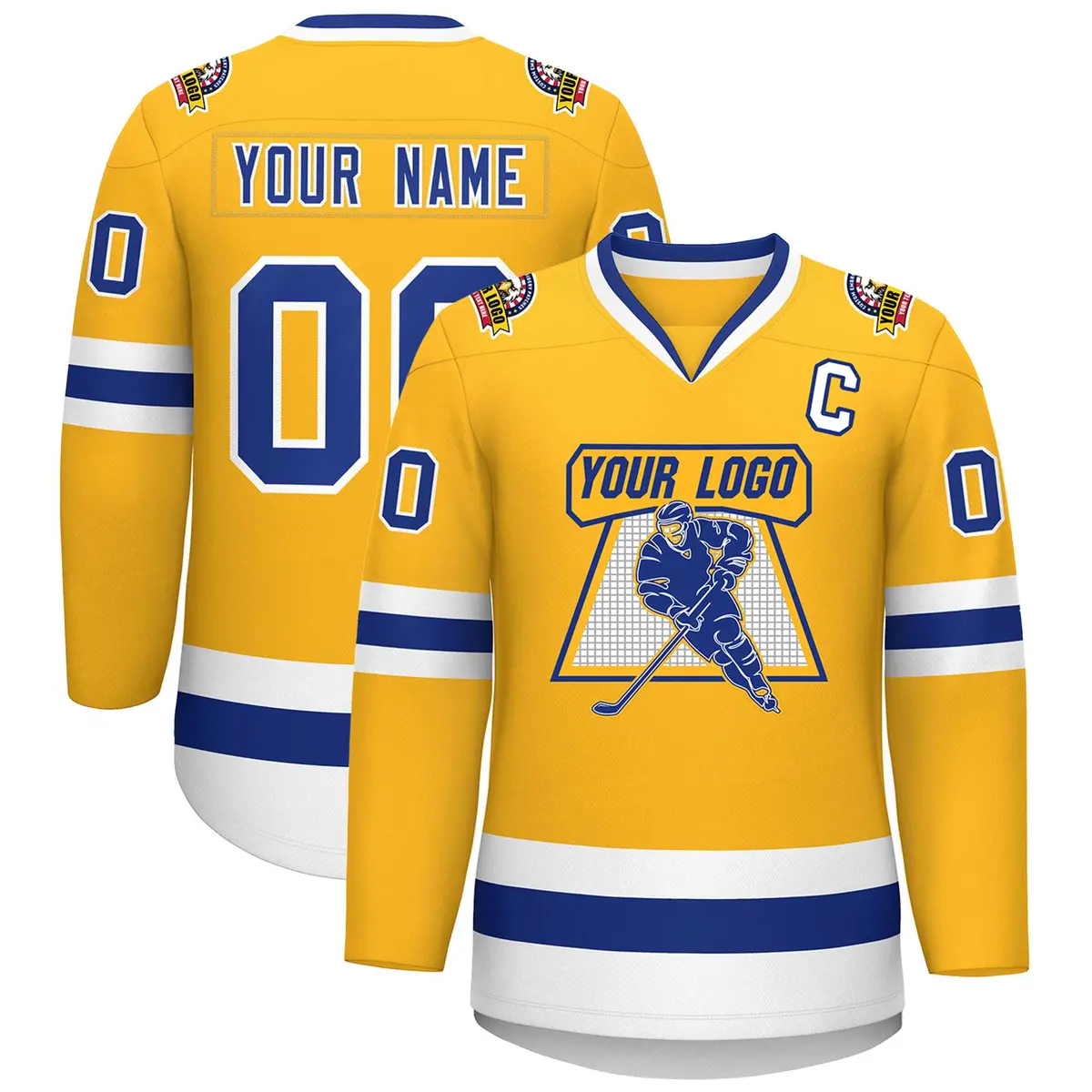 Gold Royal-White Classic Hockey Jersey