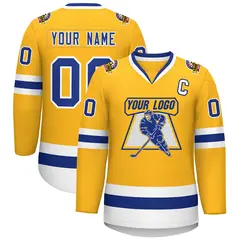 Gold Royal-White Classic Hockey Jersey 1