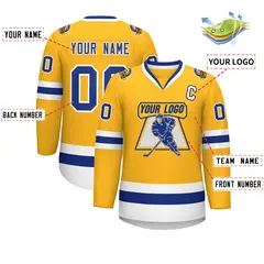 Gold Royal-White Classic Hockey Jersey 2