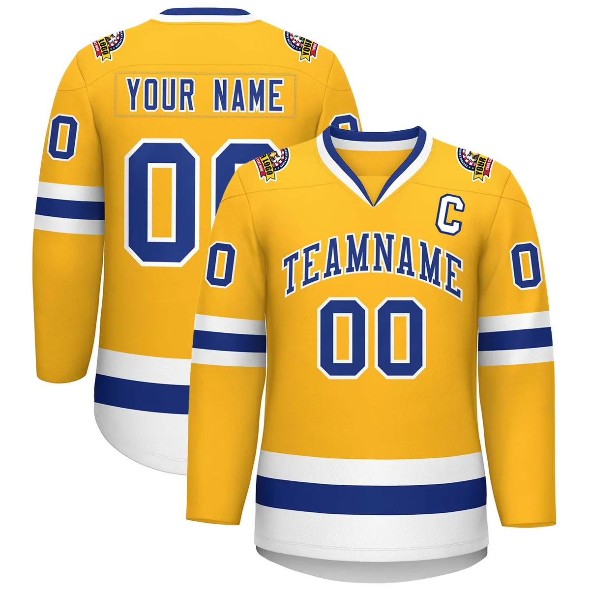 Gold Royal-White Classic Hockey Jersey